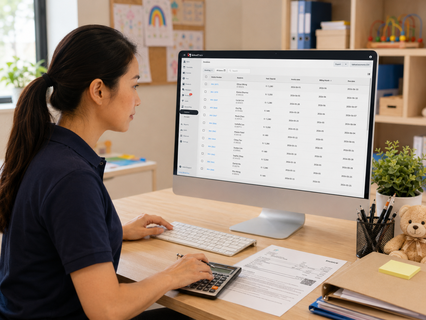 Invoice generated automatically for a 10-lesson package