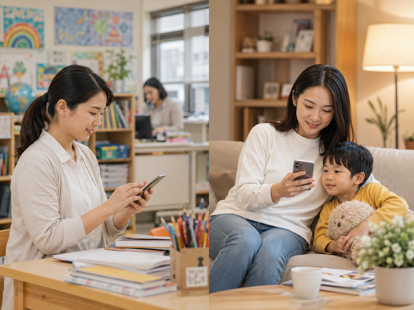 Teacher and parent messaging directly in the app without sharing phone numbers