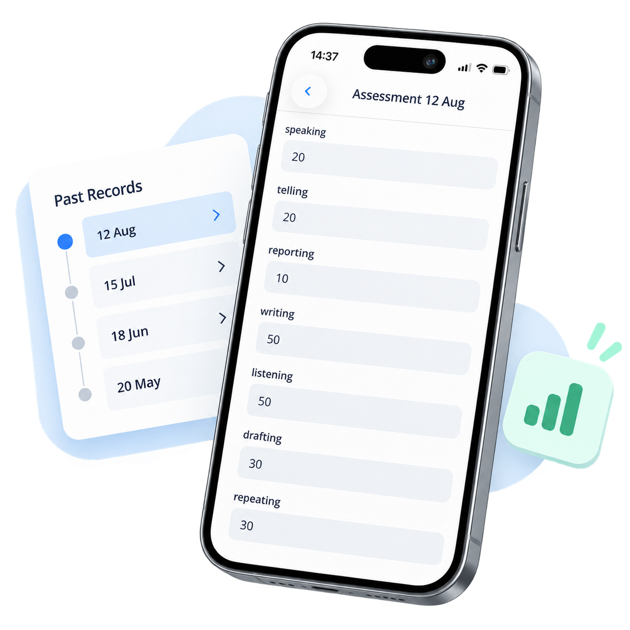 Parent viewing assessment records in the Student App