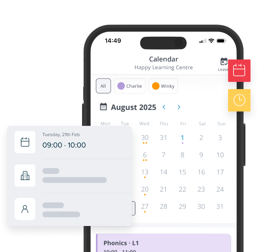 Students view lessons and reschedules in the app